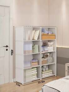 Dustproof Convenient Wardrobe, Home Bedroom Storage Simple Storage Cabinet Combination, Storage Cabinet, Small Apartment Rental Wardrobe Rack, Clothing Separation Storage, Wardrobe Rack - Multicolor - View 6