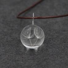 1 Stück elegante Löwenzahn Echte Blume Dekorativ Glas Kugel Anhänger Halskette, minimalistischer modischer Alltagsschmuck für Frauen