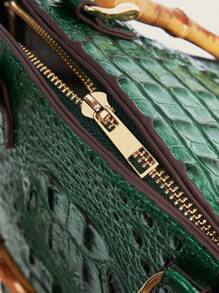 Luxus Damen Handtasche 2025 Neu Geprägte Krokodilleder Shopper Tasche, Modischer und vielseitiger grüner Schultertasche mit großer Kapazität, Retro-Lässig-Street-Style-Minimalismus-Celebrity-Design, Qualität Umhängetasche, Sommer Chic Muttertasche, Alles-Passendes großes Fassungsvermögen 2025 Neu Elegante und stilvolle Damentasche
