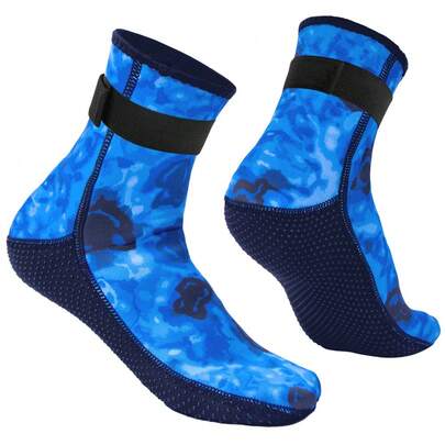 JoyMaySun Um par de meias de neoprene camufladas de 3 mm, meias aquáticas que mantêm o calor na areia, meias de mergulho antiderrapantes, esportes aquáticos, natação, surfe, mergulho, itens essenciais para praia, acessórios de praia, boia para piscina