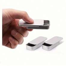 1PC Push-Pull Sliding Lid Tin Box - Mini Airtight Container For Candy/Lip Balm/Pills, Vintage Metal Storage Jar
