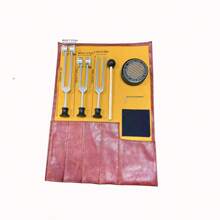 Transboundary Ear Acupuncture Tuning Fork Professional Healing Tuning Fork Training Set - 128Hz, 256Hz, 432Hz, 528Hz - Body Weighted Forks For Yoga And Meditation - Frequency Relaxation Device 3-Piece Set With Leather Bag
