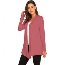 Newchoice Womens Casual Lightweight Long Sleeve Cardigan Soft Drape Open Front Fall Dusters (S-3XL) - Mawar Pudar - View 3