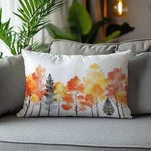 1 件现代水彩秋季森林抱枕套，单面印花柔软毛绒面料，30 * 50 厘米/11.8 * 19.7 英寸，适合房间装饰、沙发装饰、派对、礼物