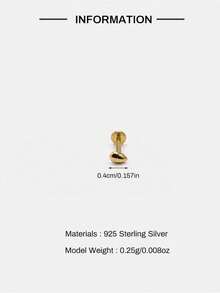 1pc 925 Sterling Silver Water Drop Flat Ear Stud, Suitable For Daily Wear, Wedding, Party, Engagement, Anniversary, Valentine's Day And Other Occasions - Gold - View 6