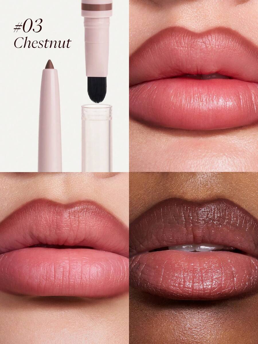 JOOCYEE Double-Ended Lip Liner Pencil, Long-Lasting Smooth Matte Finish - 03 Chestnut - View 1