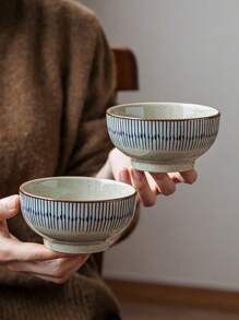 1pc/2pcs/4pcs Japanese Style Underglaze Ceramic Rice Bowls, Vintage Sesame Glaze Compact Rice Bowls, Japanese Sesame Glaze Ceramic Bowls, Underglaze Rice Bowls, Round Rice Bowls, Daily Dining Rice Bowls, Single Serve Rice Bowls, Family Gathering Rice Bowls, Retro Rice Bowls, Premium Rice Bowls,School Supplies