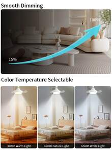 42cm E27 33W 1620lm Mini LED Ceiling Fan Light With Remote Control, 3 Wind Speeds, 3 Color Adjustable, Suitable For Bedroom, Home Office, Dorm And Other Small Spaces - 42CM - View 5