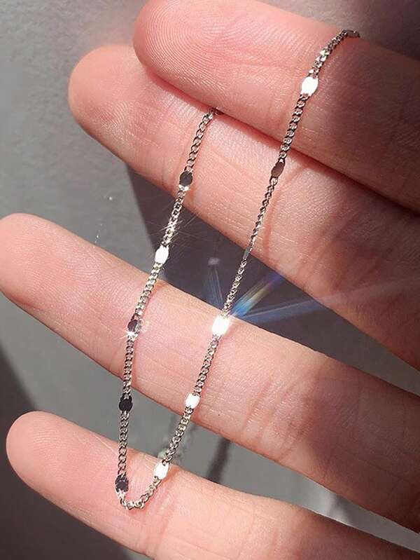 Sterling-Silber Damen modisches Armband, einfache quadratische Strass Verzierung, geeignet für Lässig/Feiertage/Valentinstag/Frühling-Sommer/Graduation/Reise/Alltag