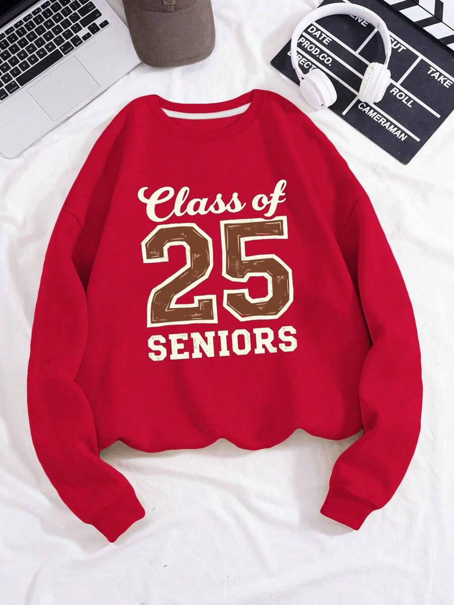 Class Of 25 Seniors Vintage Design Women's Fashion Sweatshirts - Đỏ - Xem 1