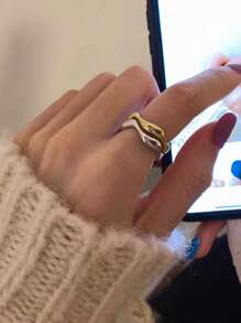 1 Stück Edelstahl 18 Karat vergoldeter verstellbarer V-förmiger Wellering, elegant und modisch für Frauen, geeignet für den täglichen Gebrauch, Anlässe, Dates, hochwertiges Accessoire