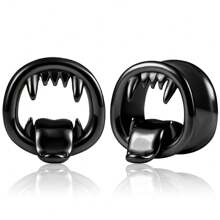 2PCS Hot 316 Stainless Steel Halloween Monster Tongue Ear Tunnels Ear Gauges Tunnels Plugs Stretcher Expander Piercing Body Jewelry Women