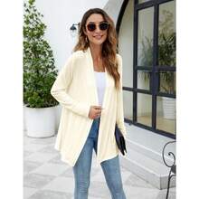 Newchoice Womens Casual Lightweight Long Sleeve Cardigan Soft Drape Open Front Fall Dusters (S-3XL) - Light Apricot - View 7