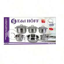 带玻璃盖的高品质不锈钢厨具套装，包括煎锅、不粘煎锅、炒锅、平底锅、炖锅和双耳汤锅。耐腐蚀，厨房必备配件。适用于电磁炉、燃气灶和电炉。 - 銀 - 查看 5