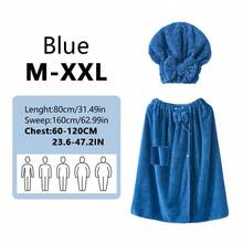 2pcs/Set, Size 80*210 Cm/80*160 Cm, 350 Gsm, Extra Large Bath Robe + Adjustable Princess Bath Cap, Suitable For M-XXXXL, Thick Bath Robe For Home, Travel, Sauna, Spa, Size 32.31*84.65 In/32.31*64.96 In. Essential For Back To School Season - Multicolor - View 9