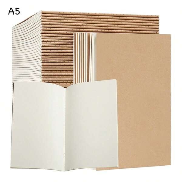 3/ 6 طقم دفاتر سفر Kraft A5 دفتر ملاحظات غلاف ناعم بني، A5 مقاس 30 ورقة (صفحات فارغة، رسم بياني، خطوط, نقاط)، دفتر سفر مرن صغير، للمدرسة والمكتب وكتابة المشاريع، هدية للأب والجد والمعلم والخريجين والعودة للمدرسة