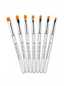 Gold 7Pcs Professional Nail Art UV Gel Brush Pen Transparent Acrylic Nail Art Painting Drawing Brush Manicure Accessories Tools