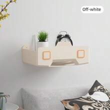 1pc Multifunctional WiFi Router Storage Box, Large Capacity With Multi-Port Ventilation Design, Plastic Material Organizer Shelf With Adhesive Strip And Fixing Screws, Available In Multiple Colors, Robot-Shaped Design Details, Suitable For Storing Router, Small Items, Wall-Mounted Organization
