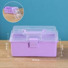 1pc Plastic 3-Layer Storage Box, Multipurpose Storage Box Container, Household Folding Tool Box, Portable Art Craft Case Container, Sewing Supplies Sorting Organizer, Medicine Box