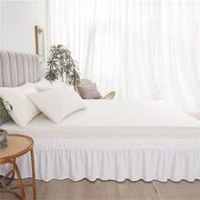 [18-Inch White Brushed Bed Skirt]Bed Skirt,Bed Skirt Queen Size,Queen Bed Skirt, Elegant 18-Inch White Polyester Bed Skirt - 90gsm Brushed Fabric With Double Elastic Bands, Contemporary Style, Machine Washable For Modern Bedroom Decor