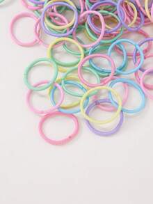 200pcs/Pack Girls' Simple Spring Color Hair Ties, Gentle On Hair, Elastic Hair Bands, Hair Accessories For Daily Use - Multicolor - View 6