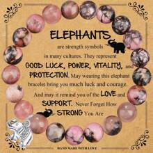 1PC Elephant Gift For Women Friend, Elephant Pendant Bracelet With Blessing Card Gifts For Daughter Son Niece Nephew Friend And Mom Dad, Exquisite Bohemian Style Bracelet Gifts For Elephant Lovers