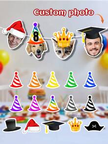 Banner personalizado com foto de cabeça de animal de estimação, banner personalizado com letra e rosto de animal de estimação, banner personalizado com rosto, banner com foto, banner com chapéu de aniversário de gato e cachorro, decoração, banner personalizado com foto de rosto, banner personalizado com foto de gato, férias de verão - Multicolorido - Ver 3