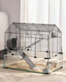 Hamster Cage, 360° Transparent Habitat, Large Space Dwarf Hamsters, Guinea Pigs, Rats - Removable Front Panel & Ventilation - 22.8"L X 15.0"W X 21.3"H - View 2
