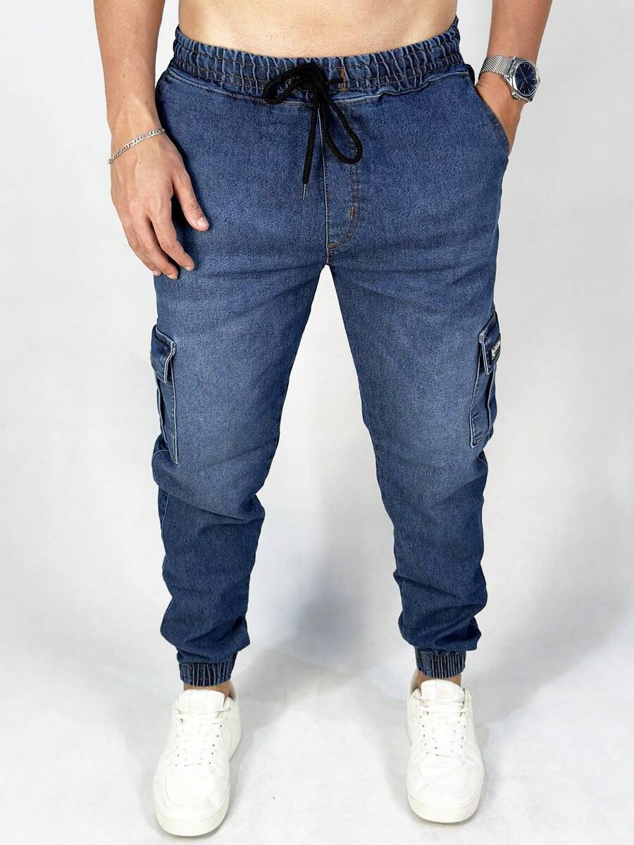 Men Pants - Dark Wash - View 1