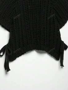 ZEVITY Side Lace-Up Decor Hollow Out Casual Knitted Top