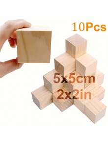 Cubos de madeira premium de 2 polegadas, 20/10/5/1 peça - Blocos de artesanato versáteis para projetos "faça você mesmo", artesanato em madeira e criação criativa - perfeitos para artes e amadores - Damasco - Ver 8