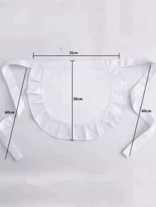 1pc White Ruffled Apron - Adjustable Neck & Waist Tie, Durable Polyester Kitchen Restaurant Server Apron, Suitable For Cooking, Baking, Hosting - Multicolor - View 7