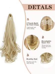 Extensión de cola de caballo con clip, extensión de cabello en cola de caballo de 12 pulgadas de largo, ondulada, suave y de aspecto natural, pieza de cabello sintético de buena calidad para uso diario y de fiesta de mujeres