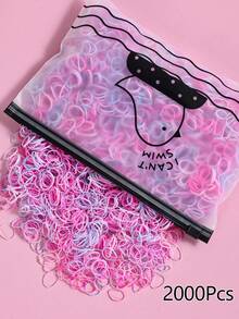 2000pcs/4000pcs Girl Mini 0.47 Inch Diameter Disposable Rubber Hair Ties, Ponytail Holders Hair Accessories Suitable For Daily Use - Multicolor - View 37