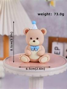 1pc Cute Teddy Bear Cake Topper Decoration, Cartoon Baby Wooden Horse Cake Decoration For Baby Birthday