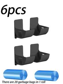 6pcs Hole-Free Garbage Bag Storage Rack, Wall-Mounted Kitchen Organizer, Adjustable Angle For Storing Garbage Bags, Umbrellas, Curtain Rods, Rolling Pins, Cling Wrap, Foil, Suitable For Home, Restaurant, Hotel, Can Be Given As Gifts On Holidays Like Father's Day And Mother's Day