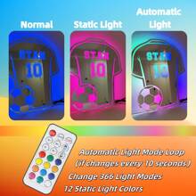 [Individuelles Produkt] 1 Stück 37*42cm personalisiertes Geschenk für Jungs, individueller Name, Fußball & Trikot Design, LED Wandspiegel Neonlicht USB betrieben, für Wohnzimmer, Schlafzimmer, LED Nachtlicht, Weihnachten, Halloween, Geburtstaggeschenk für Jungs