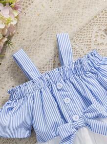 Summer Baby Girl Elegant Striped Sleeveless Chiffon Vacation Dress