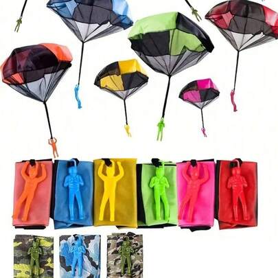 4pcs Parachute Toys, Hand Throwing Parachute Soldier Jumping Parachute Model Toys, Outdoor Children Parachute People Dolls Toys, Hand Throwing, Military Parachute Toys, Throwing Game Suitable For Children And Adults, Exciting Outdoor Flying Toys, Children's Small Gifts, Children's Birthday Party Gifts