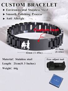 1 pièce Bracelet chaîne de bande de montre en acier inoxydable, cadeau de bijoux personnalisé pour homme, père, mari, petit ami, fête des pères, anniversaire, anniversaire, grand-père, fils, longueur réglable