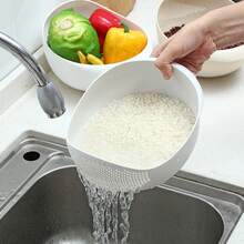 1个塑料多功能蔬果沥水篮，带沥水功能，厨房用品，厨房配件，厨房工具 - 彩色 - 查看 3