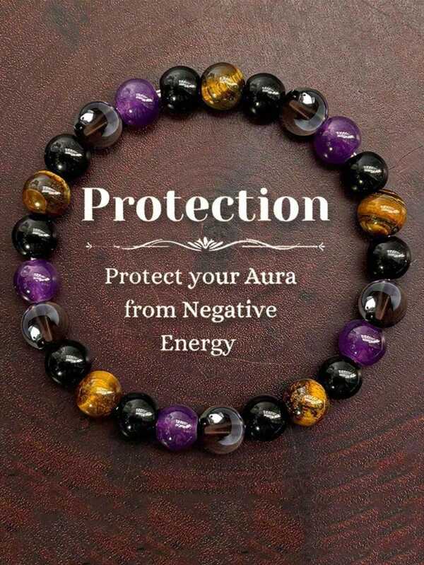 1pc Protection Bracelet Women's Stone Beaded Stretch Bracelet Boho Self Care Jewelry Gift