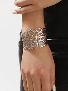 1 Piece Of Vintage Punk Style Open Cuff Bracelet With Irregular Coral Geometry Design, Adjustable Wrist Jewelry, Suitable For Daily And Party Occasions, Valentine's Day Gift