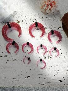 Set da 9 pezzi Accessori per piercing punk di stile hip-hop, espansori per orecchie a forma di U in acrilico colorato e glitterato, accessori per gioielleria unisex adatti per festival e feste