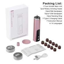 6-Speed Adjustable Peeling Callus Removal Polishing Manicure 2-In-1 Electric Foot Callus Remover Heels Remove Dead Skin Pedicure Tools Wireless Foot Care File Cuticle Callus Remover Machine Feet Grinder USB Rechargeable Foot Heel Care Tool With Replacement Sandpaper