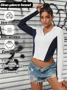 Sudadera con capucha con diseño de doble cremallera para uso urbano y al aire libre para mujeres