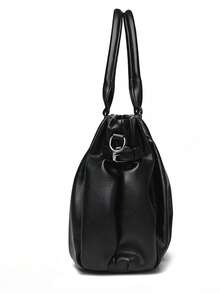 2026年新款女士奢华手提包，设计师款柔软皮革单肩斜挎包，优雅大容量托特包 - 黑色 - 查看 6