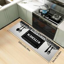 Kitchen Rug And Mat Set With My Kitchen Phrase Pattern, Non-Slip Washable, Kitchen Cushion, Smooth Soft Comfortable Easy To Clean Material, Suitable For Bedroom, Living Room, Dining Room, Kitchen, Bathroom, Entryway