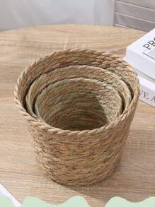 Handmade Woven Embrace Basket, Rustic Floral DIY Flower Arrangement Basket, Boho Multi-Purpose Storage Basket, Natural Water Grass Woven Planter Basket, Floral Pot Basket, Woven Plant Container, Home Indoor Outdoor Tabletop Window Sill Floor Decor