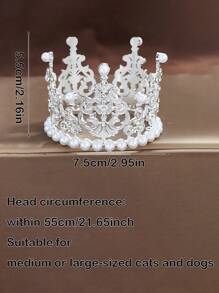 1pc Pet Birthday Crown Hat, Cat Birthday Crown Hat, Dog Birthday Crown Hat, Cat & Dog Pearl Crown Hat